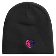 Clef Guitar Pick Embroidered 8 inch Acrylic Short beanie - Black OSFM