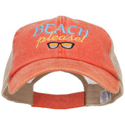 Beach Please Embroidered Washed Twill Trucker Cap