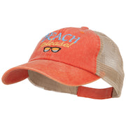 Beach Please Embroidered Washed Twill Trucker Cap