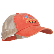 Beach Please Embroidered Washed Twill Trucker Cap