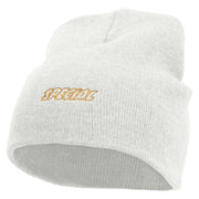 Special Embroidered 8 Inch Short Beanie - White OSFM