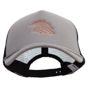 Orange Falling Star Embroidered Summer Foam Mesh Trucker Cap - Grey-Black OSFM