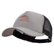 Orange Falling Star Embroidered Summer Foam Mesh Trucker Cap - Grey-Black OSFM