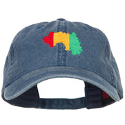 Guinea Map Flag Embroidered Washed Cap