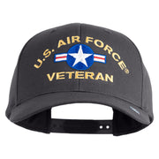 U.S. Airforce Veteran with Roundel Embroidered Retro Cotton Blend Snapback Cap - Charcoal OSFM