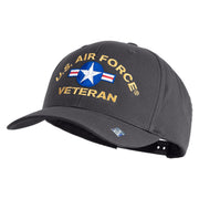 U.S. Airforce Veteran with Roundel Embroidered Retro Cotton Blend Snapback Cap - Charcoal OSFM
