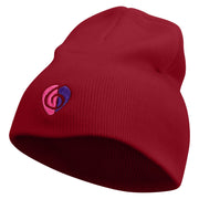 Clef Guitar Pick Embroidered 8 inch Acrylic Short beanie - Red OSFM