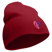 Clef Guitar Pick Embroidered 8 inch Acrylic Short beanie - Red OSFM