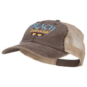 Beach Please Embroidered Washed Twill Trucker Cap