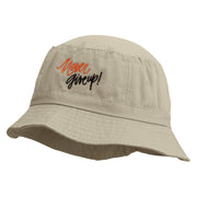 Never Give Up Embroidered Pigment Dyed Bucket Hat - Natural OSFM