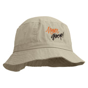 Never Give Up Embroidered Pigment Dyed Bucket Hat - Natural OSFM