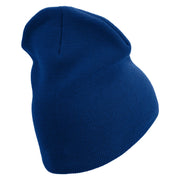 Once A Marine Always a Marine Symbol Embroidered 8 Inch Solid Knit Short Beanie Made in USA - Royal-Blue OSFM