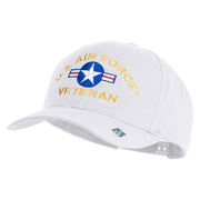 U.S. Airforce Veteran with Roundel Embroidered Retro Cotton Blend Snapback Cap - White OSFM