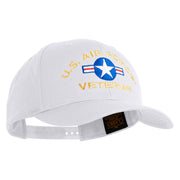 U.S. Airforce Veteran with Roundel Embroidered Retro Cotton Blend Snapback Cap - White OSFM