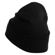 Heart Shaped Rainbow Iron on Patched 12 Inch Long Knitted Beanie - Black OSFM