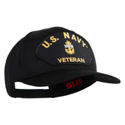 Navy USN Veteran Patched Solid Cotton Twill Cap - Black OSFM