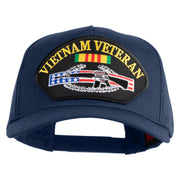 Vietnam Veteran Gun Patched Solid Cotton Twill 5 panel Mesh Back Cap - Navy OSFM