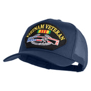 Vietnam Veteran Gun Patched Solid Cotton Twill 5 panel Mesh Back Cap - Navy OSFM