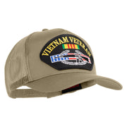 Vietnam Veteran Gun Patched Solid Cotton Twill 5 panel Mesh Back Cap - Khaki OSFM