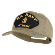 Navy USN Veteran Patched Solid Cotton Twill Cap - Khaki OSFM