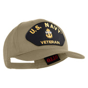 Navy USN Veteran Patched Solid Cotton Twill Cap - Khaki OSFM