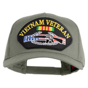 Vietnam Veteran Gun Patched Solid Cotton Twill 5 panel Mesh Back Cap - Grey OSFM