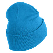Heart Shaped Rainbow Iron on Patched 12 Inch Long Knitted Beanie - Aqua OSFM