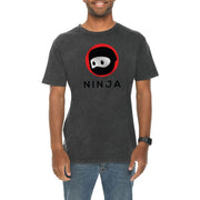Ninja Logo Embroidered Unisex Lane Seven Ring Spun Cotton Vintage Short Sleeve Crewneck Tee Shirt - Vintage-Black XS