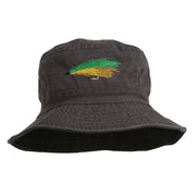 Fly Fishing Embroidered Washed Cotton Bucket Hat