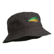 Fly Fishing Embroidered Washed Cotton Bucket Hat