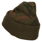 US Navy Seabee Veteran Military Embroidered Camo Knit Long Beanie