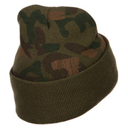 US Navy Seabee Veteran Military Embroidered Camo Knit Long Beanie