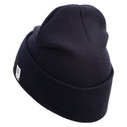 1st Marine Division Veteran Logo Embroidered 12 Inch Solid Knit Cuff Long Beanie Made in USA - Navy OSFM