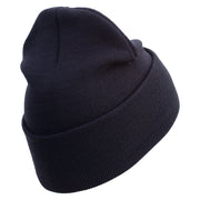 1st Marine Division Veteran Logo Embroidered 12 Inch Solid Knit Cuff Long Beanie Made in USA - Navy OSFM