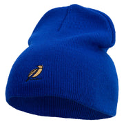 Oriole Bird Embroidered 8 Inch Solid Knit Short Beanie Made in USA - Royal-Blue OSFM