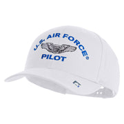 US Air Force Pilot Embroidered Retro Cotton Blend Snapback Cap - White OSFM