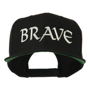 Brave Embroidered Flat Bill Cap