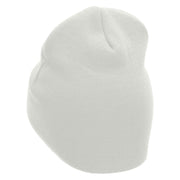 Baseball Swing Embroidered 8 Inch Short Beanie - White OSFM