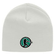 Baseball Swing Embroidered 8 Inch Short Beanie - White OSFM