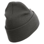 1st Marine Division Veteran Logo Embroidered 12 Inch Solid Knit Cuff Long Beanie Made in USA - Charcoal OSFM