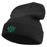 Simple Farming Icon Embroidered 12 Inch Long Knitted Beanie - Black OSFM