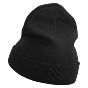 Simple Farming Icon Embroidered 12 Inch Long Knitted Beanie - Black OSFM