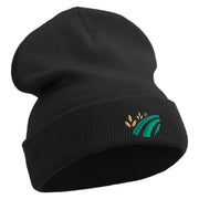 Simple Farming Icon Embroidered 12 Inch Long Knitted Beanie - Black OSFM