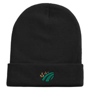 Simple Farming Icon Embroidered 12 Inch Long Knitted Beanie - Black OSFM