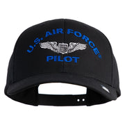 US Air Force Pilot Embroidered Retro Cotton Blend Snapback Cap - Navy OSFM
