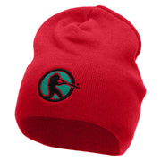 Baseball Swing Embroidered 8 Inch Short Beanie - Red OSFM