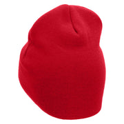 Baseball Swing Embroidered 8 Inch Short Beanie - Red OSFM