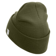 1st Marine Division Veteran Logo Embroidered 12 Inch Solid Knit Cuff Long Beanie Made in USA - Olive OSFM