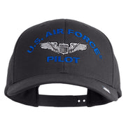 US Air Force Pilot Embroidered Retro Cotton Blend Snapback Cap - Charcoal OSFM