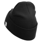 1st Marine Division Veteran Logo Embroidered 12 Inch Solid Knit Cuff Long Beanie Made in USA - Black OSFM